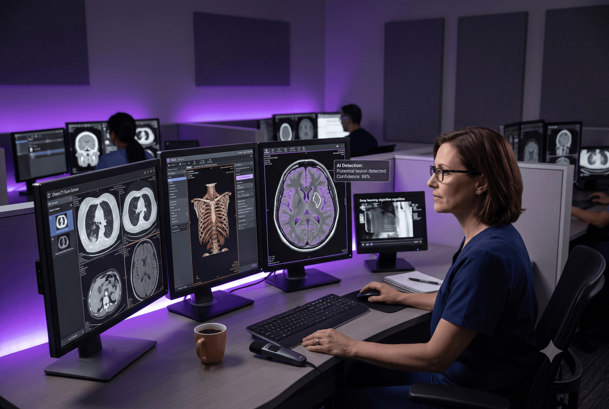 Radiologist at an enterprise imaging PACS workstation
